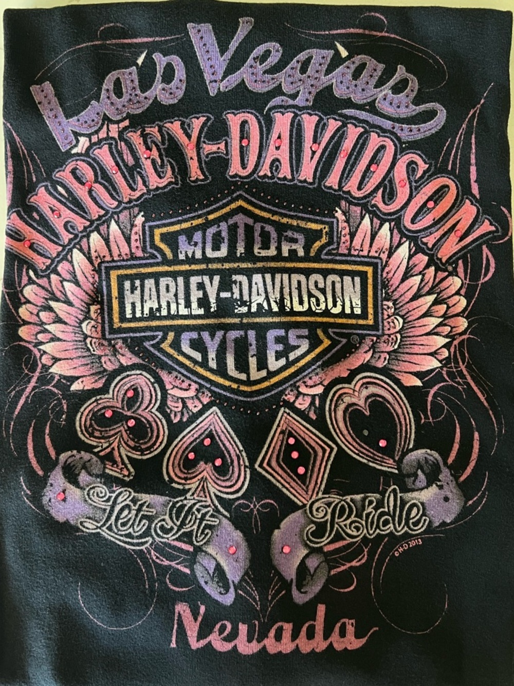 Harley-Davidson Las Vegas Nevada Let It Ride Rhinestone Graphic Long Sleeve Tee - Picture 2 of 9